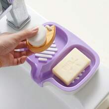 1pc Deluxe Dual-Layer Candy-Color Soap Dish, Self-Draining Design, Easy To Clean, No Suction Cup Needed, Keeps Soap Dry, Minimalist Style, Fits Various Sizes Of Soap, Suitable For Vanity, Bathroom