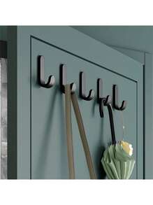 5pcs Multifunctional Stainless Steel Hanger Hooks - Self Adhesive Rack Hook For Bathrobe And Towel Rack - Perfect For Kitchen, Bathroom, And Wall Door Organization
