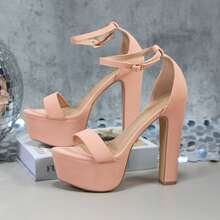 Sandalias de tacón para mujer, elegantes tacones altos con tiras y correa en el tobillo para bodas, fiestas, uso diario Sandalias para mujer - RUBOR - Ver 5
