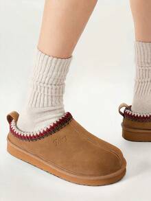 Women's Suede Ankle Slipper Flat Short Mini Boots With Fur Fleece Winter Shoes In Size 4-9 - Grey - View 5