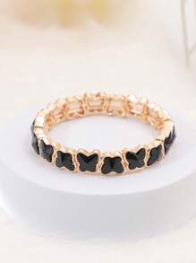 1 pieza Pulsera ajustable chapada en oro de 14K con decoración de mariposa danzante elegante, de moda y versátil