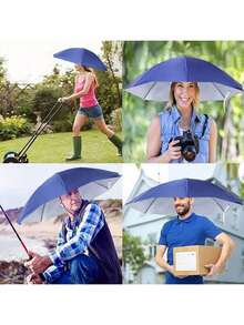 1pc Foldable Large Umbrella Hat, UV Protective Unisex Outdoor Rain Hat, Essential For Sunshade And Fishing, Water-Resistant Canopy With Durable Design - Multicolor - View 2