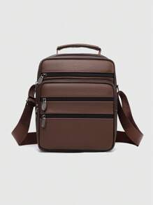 1pc Genuine Leather Solid Men's Shoulder Bag Crossbody Bag, Square Multi-Pocket, Phone Bag Wallet Suitable For Daily Business Commute School Bag Teenagers Freshmen High School University Practical Stylish Sling Bag Man Bag Cross Body Bag Shoulder Bag Side Bag Students School Supplies