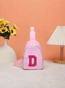 1 bolso de hombro juvenil y riñonera, con un patrón de letras de diferentes colores de la A a la Z en la riñonera, letras coloridas llenas de destellos, material de nailon con correa de hombro ajustable, para viajes de temporada y al aire libre, cierre de cremallera de metal para proteger los artículos