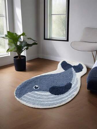Plush Dolphin Shaped Area Rug For Living Room, Cute Cartoon Reading Carpet, Soft And Fluffy Bedroom Bedside Rug, Thick Bathroom Entrance Non-Slip Mat