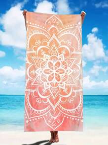 1pc Ultra Soft Mandala Pattern Printed Microfiber Beach Towel, Home Decor, Suitable For Beach, Swimming Pool, Camping And Travel, Extremely Comfortable