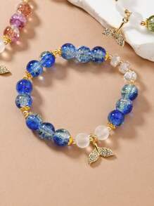 Set di 4 braccialetti con perline a forma di coda di pesce, eleganti e fatti a mano, con ornamenti in vetro scintillante e accenti dorati, perfetti per l'uso quotidiano e le feste, ideali come regalo di Ringraziamento, gioielli stagionali, accessori di tutti i giorni | Gioielli con perline vivaci | Braccialetti durevoli