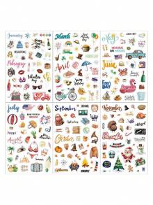 210 张可爱节日和季节性计划贴纸，非常适合日常计划、每月庆祝、日历组织、剪贴簿和一般活动管理、学校用品、返校 - 規劃節日貼紙 - 查看 5