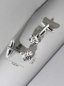 1 Pair Fashionable & Versatile Silver 2-Layer Twist Cufflinks For Men - Silver - View 3