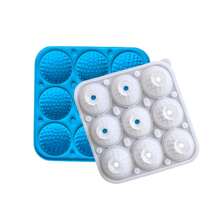 1 pièce Moule à glaçons en silicone en forme de balle de golf à 9 cavités avec couvercle, billes de glace rondes 3D convenant pour le whisky, les cocktails et la rafraîchissement des boissons, moule à boules de glace en silicone