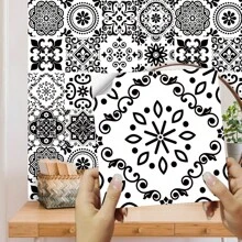 16 Peças Adesivos de Parede com Imitação Vintage de Azulejos Cerâmicos, Autoadesivo para Sala de Estar, Cozinha, Banheiro, Decoração de Escada, Brilho Removível, Decoração de Ambiente Personalizada para Decoração Doméstica