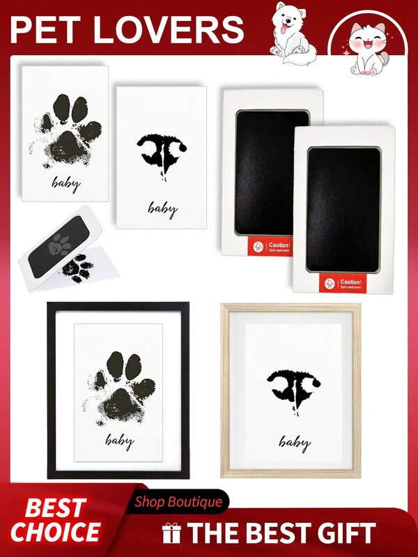 1 Set New Non-Contact Paw Print Stamp Kit With Pet Paw Prints, Pet Paw Prints Without Ink Pad For Saving Cat/Dog Paw Prints As Pet Souvenirs, Great Cat/Dog Memorial Gift