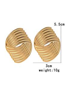 GARMEND 1 Pair Minimalist Metallic Geometric Exaggerated Earrings - Gold - View 4