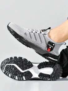 Men's Plus Size Casual Breathable Sports Running Shoes, Outdoor Fashion Solid Color Light-Weight Training Sneakers