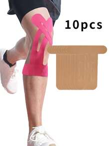 10 pezzi di nastro sportivo per ginocchia pre-tagliato, nastro sportivo ad alta elasticità, per recupero muscolare e stabilità articolare, aderenza salda, accessorio sportivo, adatto per corsa estiva, escursionismo, ciclismo, supporto per ginocchia e allenamento muscolare