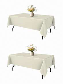 4/6/10/12 piezas Mantel rectangular blanco de 147 x 259,08 cm, mantel de poliéster que se ajusta a mesas rectangulares de 8 pies, resistente a las arrugas y lavable, adecuado para bodas, cenas, fiestas y camping - blanco marfil - Ver 15