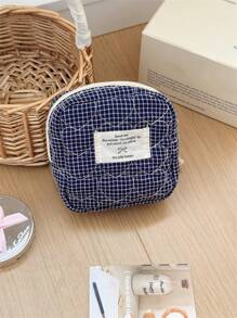 1 pieza Bolsa de maquillaje pequeña con diseño de acolchado en forma de corazón, estilo patchwork de 3 colores, para almacenar lápices labiales, joyas, pañuelos, toallas sanitarias, ideal como bolsa de cosméticos, bolsa de maquillaje, organizador de maquillaje, para viajes, bolsa de regalo de Navidad, bolsa de embrague / bolso pequeño, organizador de maquillaje, portabrochas, mini bolsa, bolsa de gran capacidad