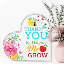 Thank You For Helping Me Grow-1pc Heart Acrylic Plaque,Teacher's Day Gift For Teacher,Appreciation Gift For Friends,Appreciation Gift For Men,Appreciation Gift For Professor, Tutor,Teacher Birthday Gift For Teachers, Professor,Christmas Gift For Teacher, Art Craft Ornament Gift,Keepsake - Transparent - View 6