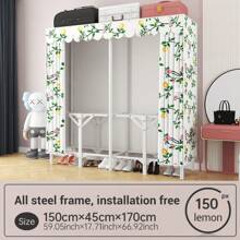 Armario plegable portátil de gran capacidad, estilo minimalista, estructura de marco de acero reforzado, resistente y estable, diseño de base plegable para una configuración fácil, con secciones para colgar y apilar para un almacenamiento organizado, apto para el hogar, dormitorio, alquiler, apartamento