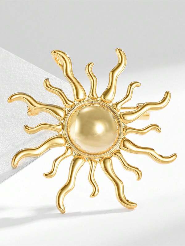 1 pieza Broche de metal de alta gama con diseño de girasol, adecuado para chaquetas de traje de uso diario, regalo del Día de San Valentín, Día de la Madre, accesorio de vestir, pasador para ropa, bolso, mochila, camisas, joyería, Navidad, Halloween