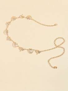 1pc Women's Waist Chain, Summer Bohemian Style Golden Metal Shell Chain Waist Belt Decor, Retro Waist Chain For Dress, Suit, Beach Party, Vacation Summer