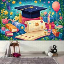 1pc Graduation Photo Backdrop Banner - "Happy Birthday" Style Background, Suitable For Graduation Party, Academic Theme Party, Birthday Party Decoration, Festival Photography Backdrop, Party, Home And Room Decoration, Durable And Easy To Use, Suitable For Garden Decoration, Birthday Party, Holiday Party, Multiple Sizes Available