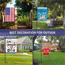 5 件花园旗架，优质庭院旗杆，防风雨粉末涂层金属旗杆，独立国庆用品，带夹子和插头，适用于圣诞节花园旗帜、户外庭院装饰 - 彩色 - 查看 3