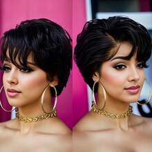 Short Pixie Cut Wigs 13x4 Lace Front Curly Wig Human Hair Wigs For Women Transparent Lace Front Wig - S1 - 查看 1