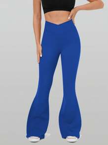 RUNONWHEELS 5 Pantaloni a vita alta a zampa, leggings sportivi per fitness quotidiano, leggings da yoga modellanti per glutei da donna, leggings a zampa con design incrociato in vita alto, adatti