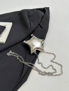 In 2024, The New Fashion Classic Solid Color Acrylic Metal Beaded Chain Dinner Bag Shell Modeling Bag Is Suitable For Parties. - Silver - View 6