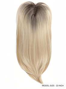 Elegant 22-Inch Blonde Deep Roots Synthetic Wig Top For Women - Straight Hair, Natural Look, Easy Maintenance, Suitable For All