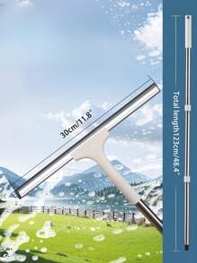 2-In-1 Rotatable Window Cleaner With Extendable Pole - Dual-Sided Glass Tool For Indoor/Outdoor Windows, Car Glass, High-Rise Cleaning - Detachable Head For Kitchen Counter Scraps, Bathroom Mirror Fog