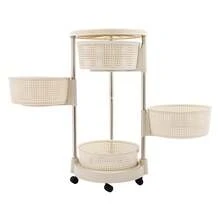 YUNRUX 4 Tier Mobile Rotating Utility Cart Storage Organizer - 白色 - 查看 4