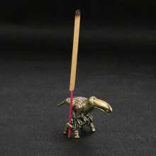 Retro Brass Parrot Small Statue Desk Ornament Simulation Bird Animal Figurines Incense Holder Home Decoration Crafts Collections