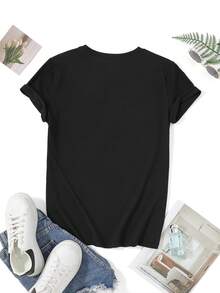 [Oferta especial de vacaciones]Camiseta con patrón de capibara navideño - Top casual de cuello redondo y manga corta para mujeres, animado y divertido, perfecto para salidas casuales, regalos de vacaciones y reuniones de amigos - Negro - Ver 2