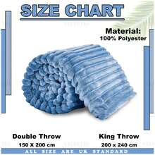 VELVETIO Osum Chunky Cord Ribbed Throws Soft Large Fluffy Cosy Sofa Bed Settee Blankets - Denim Blue - View 8