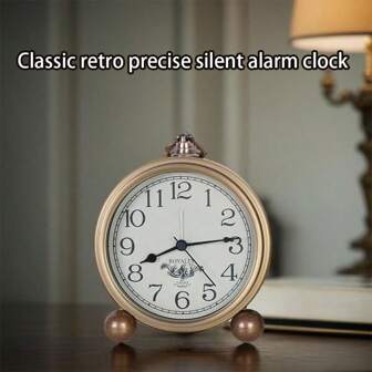 1 件复古北欧风格铁艺闹钟；美国创意大数字钟，烤漆金属外壳，简约设计静音钟；适用于家庭卧室床头装饰，礼品钟（不含电池）