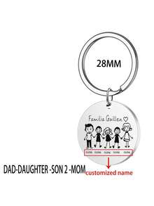 1个个性化家庭成员姓名钥匙扣吊坠，不锈钢圆形钥匙链，包包装饰，节日纪念日小礼物，家庭成员姓名标签，色彩缤纷，可爱，迷人，趣味十足，卡哇伊，千禧年风格，时尚，可定制，送给他的理想礼物，送给她的理想礼物，男友，女友，家人，朋友，色彩缤纷，可爱，迷人，趣味十足，卡哇伊，千禧年风格，时尚，可定制，送给他的理想礼物，送给她的理想礼物，男友，女友，家人，朋友，精致浪漫，冬日优雅 - 彩色 - 查看 12