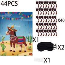 40pcs Tails Donkey Tail Pinning Party Game, Jumbo Mexican Donkey Poster Game, Suitable For Birthday Party, Carnival Party Supplies, Mexican Party Supplies - Multicolor - View 5