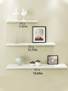 1pc Wall Mounted Slotted Shelf, Rectangle Shelf Rack For Cable Box, Cabinet Storage, With Accessories - White - View 2