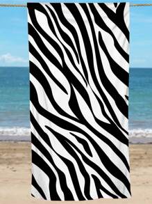 1pc Ultra Soft Zebra Print Pattern Microfiber Beach Towel, Home Decor, Suitable For Beach, Swimming Pool, Camping And Travel, Exceptionally Comfortable