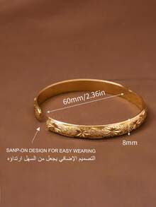 1/3/6 件 24K 镀金手工雕刻星形手镯，适合女性日常佩戴和送礼，不含礼盒 - 金色 - 查看 5