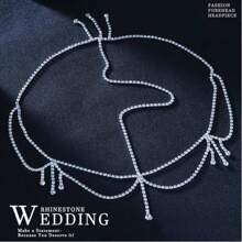 Chaîne de tête avec strass en couches pour mariée, accessoire de cheveux de mariage avec gland bohème pour le front des femmes