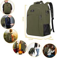Mochila para portátil con carga USB, mochila de 15.6 pulgadas, mochila antirrobo para hombres, mochila de viaje impermeable y delgada, regalo para hombres y mujeres, negro: electrónica - Aceituna - Ver 7