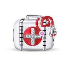 1pc Medical Series Silver Colorful Enamel Charms For 3mm Bracelet Necklace DIY Making Beads Pendant Ideal For Nurses Doctors And Medical Students On Nurses' Day Graduation Hospital - Events And As Appreciation Gifts