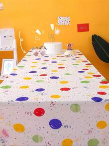 1pc Disposable Colorful Polka Dot Balloon Plastic Table Cover, Durable, Suitable For Rectangular Tables, Birthday Party, Celebration, Party Dining Table Decor | Holiday Tablecloth | Decorative Design, Dining Table Decor, All Seasons
