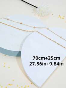 2pcs Stylish Sexy Navel Chain Waist Chain Set, Casual Beach Jewelry Gift, Gold Tone