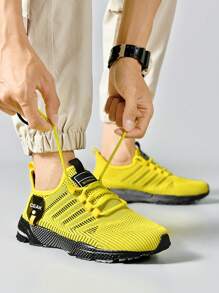 Plus Size Men's Casual Breathable Sports Running Shoes, Outdoor Fashion Solid Color Lightweight Training Sneakers