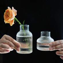 1 pezzo Vaso di lusso decorativo a righe, vaso idroponico in vetro per fiori freschi come rose, adatto per il soggiorno, senza fiori inclusi