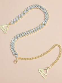 1pc Fashion Minimalist Luxury Rhinestone Diamond Rhombus Strap Chain Shoulder Accessory, Versatile Everyday & Formal Occasion Wear Gift For Women - Women's Shoulder Chain - View 4